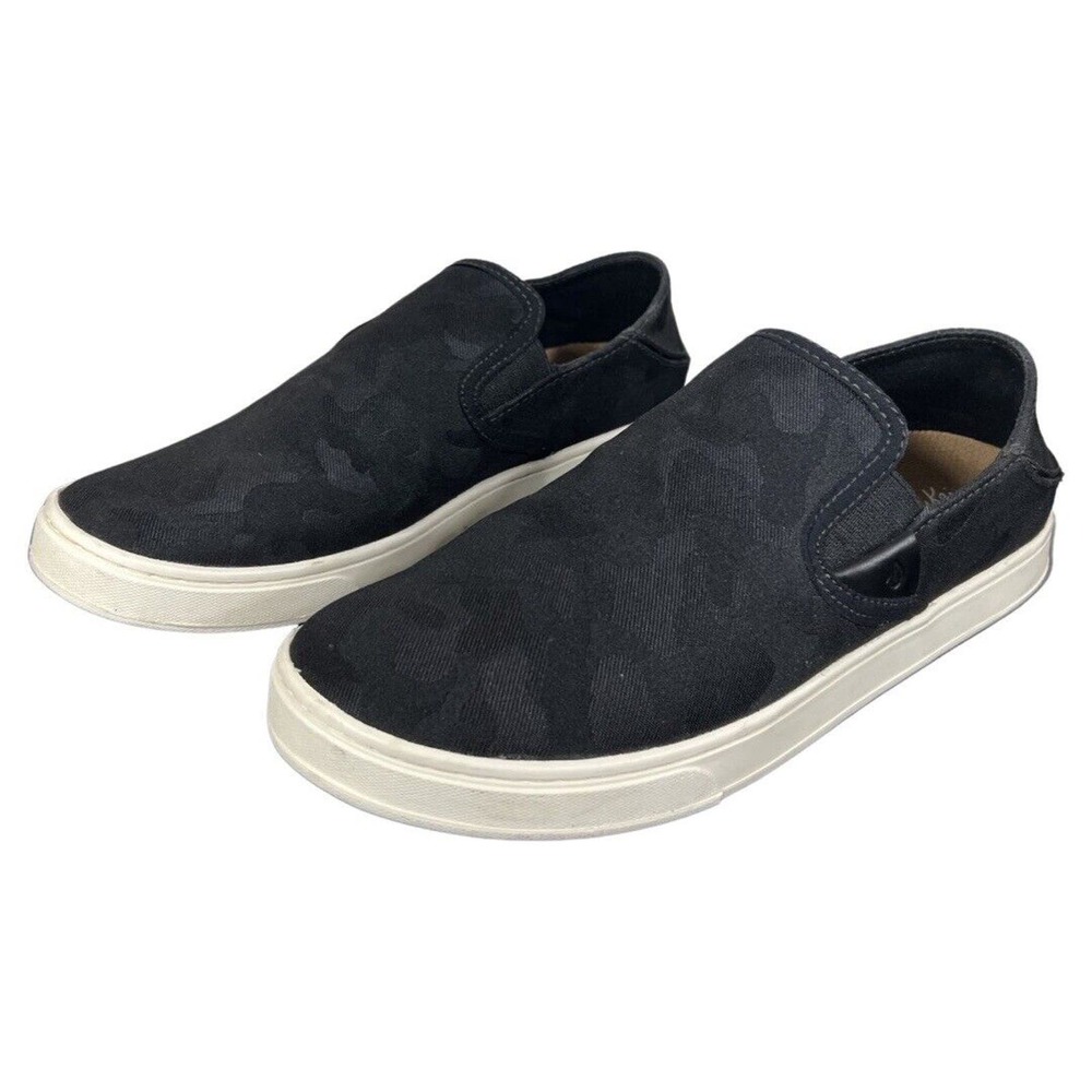 OLUKAI Lae'ahi Pa'i Women's Slip On Sneakers Casual Shoe Black Camo Size 8 EU 38